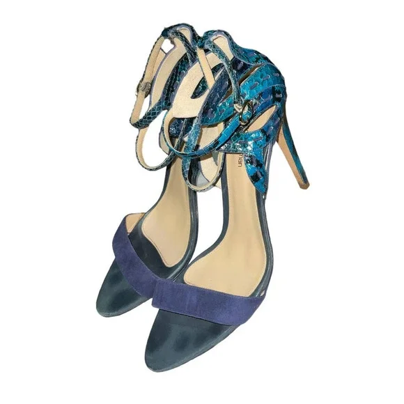 Alexandre Birman Python Ankle-Cutout Sandal Stiletto Heels Size: 9.5 Blue